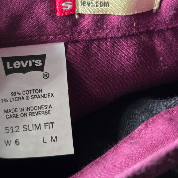 Levi’s 512 Slim Fit Womens Jeans Magenta Size 6 Y2K Red Tab - Picture 12 of 12